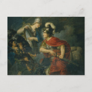 Cartão Postal Minerva mostrando sua inveja no escudo polido