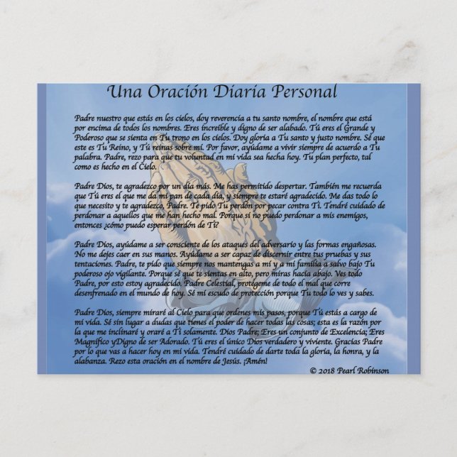 Cartão Postal Minha Coleção de Orações Diárias Espanhola (Frente)