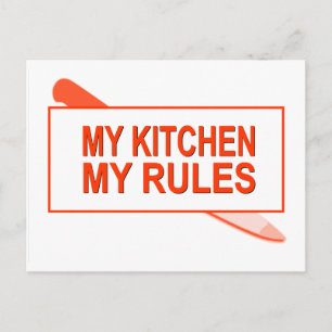 Cartão Postal Minha cozinha. As Minhas Regras. Design de diversã