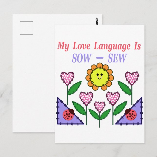 Cartão Postal Minha Linguagem De Amor É Sow - Sew (Frente/Verso)