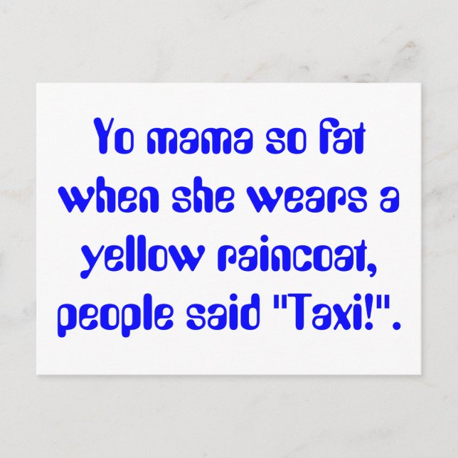 Cartão Postal Minha mãe é tão gorda (Frente)