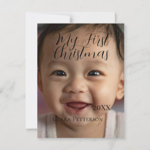 Cartão Postal Minha primeira foto de bebê de Natal adiciona nome