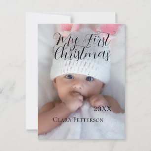 Cartão Postal Minha primeira foto de bebê de Natal adiciona nome