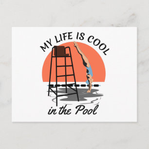 Cartão Postal Minha Vida é Legal na Piscina - Design de Natação