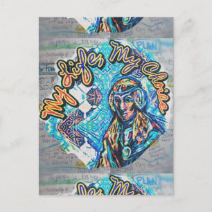 Cartão Postal Minha Vida, Minha Escolha. Mulher parecida com a p