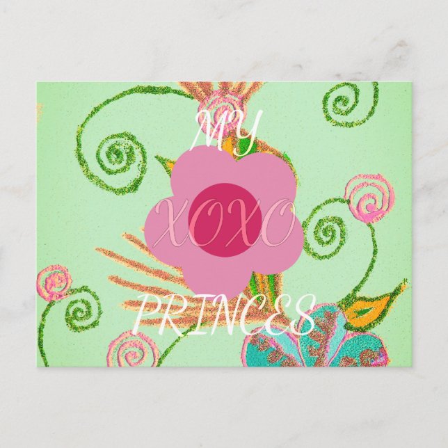 Cartão Postal Minha XOXO Pequena Princesa Floral Impressão (Frente)