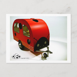 Cartão Postal Mini Bike Camper Ladybug estilo Postcard