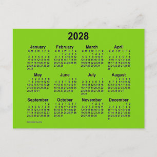 Cartão Postal Mini Calendário 2028 Amarelo Verde por Janz