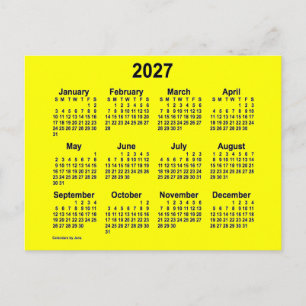 Cartão Postal Mini calendário amarelo 2027 por Janz
