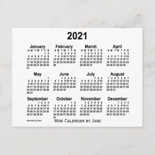 Cartão Postal Mini calendário branco 2021 por Janz