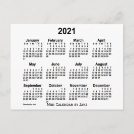 Cartão Postal Mini calendário branco 2021 por Janz