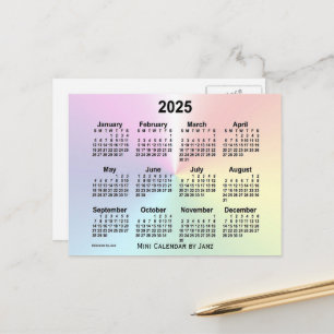 Cartão Postal Mini calendário da nuvem Rainbow 2025 por Janz