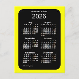 Cartão Postal Mini calendário de 2026 Yellow Neon 6 Meses por Ja