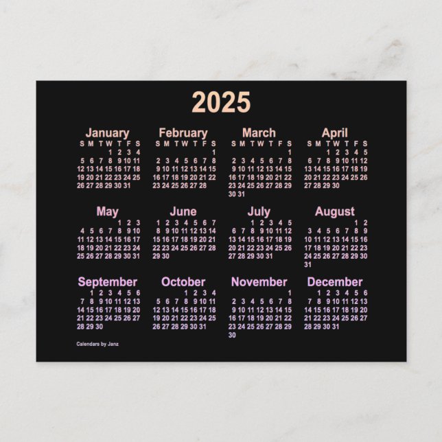 Cartão Postal Mini Calendário de Neon Ipanema 2025 por Janz (Frente)