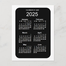 Cartão Postal Mini calendário do Neon Branco 2025 de 6 meses por