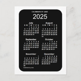 Cartão Postal Mini calendário do Neon Branco 2025 de 6 meses por