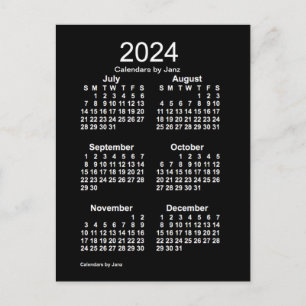Cartão Postal Mini calendário do Neon White 2024 de 6 meses por 