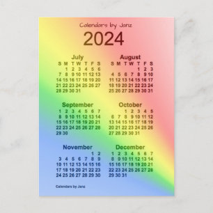 Cartão Postal Mini calendário do Rainbow 2024 de 6 meses por Jan