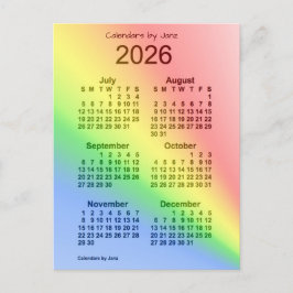 Cartão Postal Mini calendário do Rainbow 2026 por 6 meses por Ja