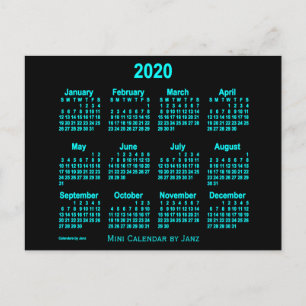 Cartão Postal Mini calendário Neon Blue 2020 por Janz
