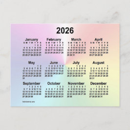 Cartão Postal Mini Calendário Nuvem Arco-íris 2026 por Janz