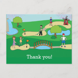 Cartão Postal Mini Miniatura Golf Aniversário Obrigado