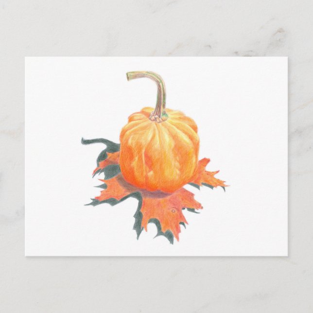 Cartão Postal Mini Pumpkin em Oak Leaf (Frente)