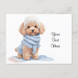 Cartão Postal Miniatura em Aquarela de Cachorro Poodle Laranja