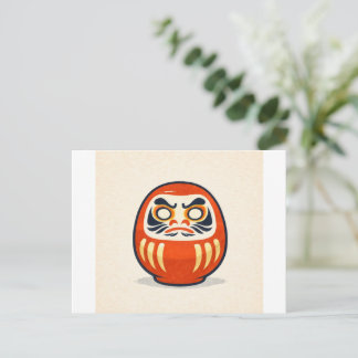 Cartão Postal Minimal Daruma – Japanese Folk Art Postcard