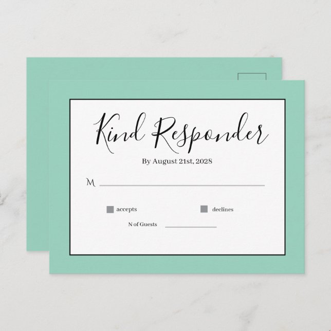 Cartão Postal Minimal Elegant Wedding RSVP Postcard (Frente/Verso)