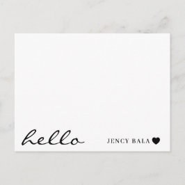 Cartão Postal Minimal Hello Modern Heart Design