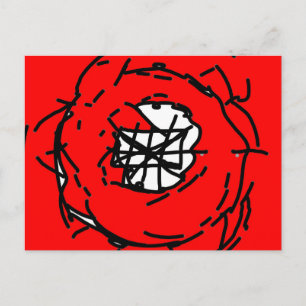 Cartão Postal Minimalist Abstract Circular Expressionism in Red
