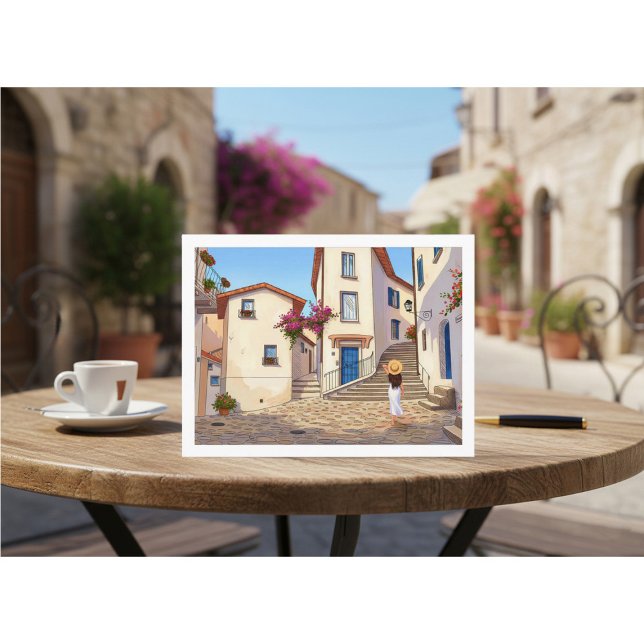 Cartão Postal Minimalist European Street Illustration  (Criador carregado)