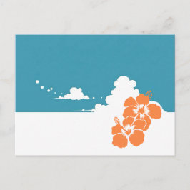 Cartão Postal Minimalist Hawaii Hibiscus & Summer Clouds