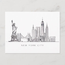 Cartão Postal Minimalist New York City Skyline Line Art