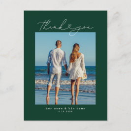 Cartão Postal Minimalist Simple Script Heart Wedding Typewriter