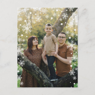 Cartão Postal Minimalist Snowflake Frame Photo Overlay Holiday