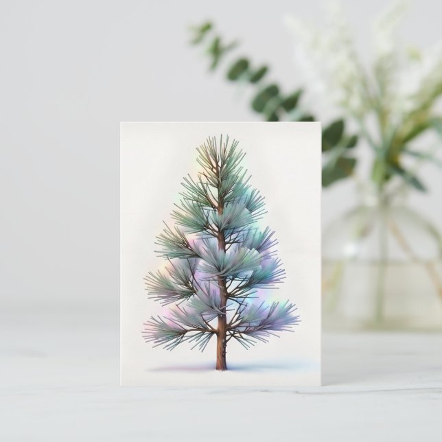 Cartão Postal Minimalist Snowy Pine (Em pé/Frente)