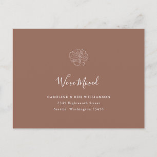 Cartão Postal Minimalista Boho Floral Terracota Mudou Endereço