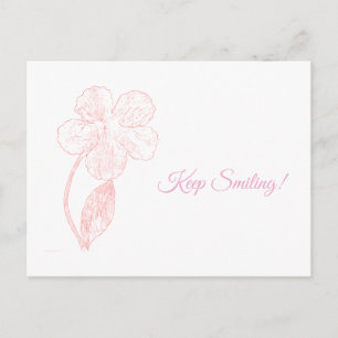 Cartão Postal Minimalista de Flor Desenhada à Mão 