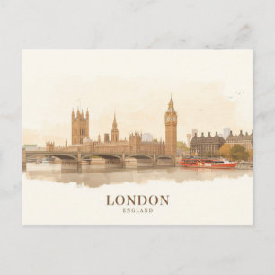 Cartão Postal Minimalista do Big Ben do Tâmisa em
