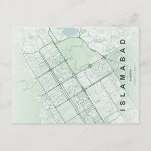 Cartão postal minimalista do mapa de Islamabad Paq