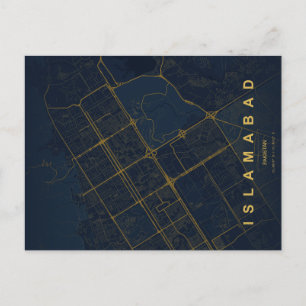 Cartão postal minimalista do mapa de Islamabad Paq