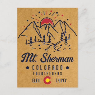 Cartão Postal Minimalista do Monte Sherman Colorado 14ers Mounta