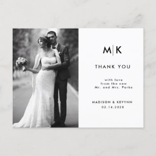 Cartão Postal Minimalista e Chic Foto Obrigado Casamento