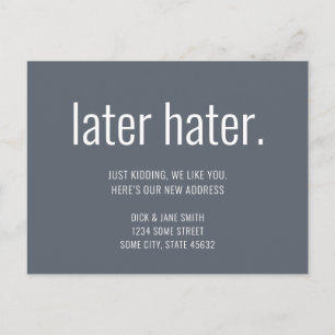 Cartão Postal Minimalista Engraçado Mais Tarde Invejoso Nós Muda