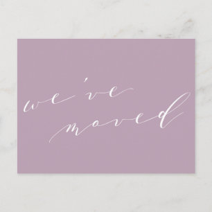 Cartão Postal Minimalista Lilás Script Nós Mudamos Nova Casa Mud