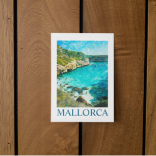 Cartão Postal Minimalista Mallorca Espanha Pintura a Óleo Medite