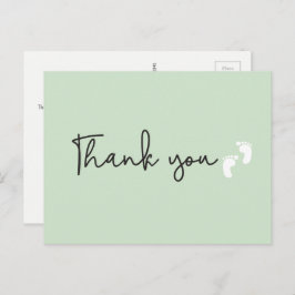 Cartão Postal Minimalista simples Obrigado no chá de bebê Verde