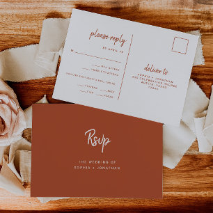 Cartão Postal Minimalista Terracota Casamento Escolha da Refei